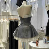 Vietnamese A-Word Sweet Spicy Wind Niche Unique Chested Bowed Ponopne Dress + Bottom Anti-Walking
