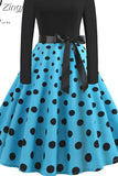 Note Print Elegant Party Dress Women 50s 60s Retro Vintage Robe Rockabilly Casual Winter