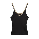 2025 New Slim Slim Lace Stitching Sling Vest 4192017 Metal Knit