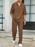 New Commuting Suit Casual Shirt Solid Color Short-Sleeved Trousers Men's Two Casual