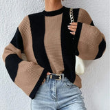 2025 New Solid Color Collar Long-Sleeved Jersey Elegant Loose Sweater