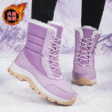 Snow Boots Women With Velvet Thick Cotton Shoes 2025 Winter New Zipper Thick-Bottomed Warm Cotton