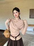 Xixi 2025 Autumn White Label New Temperament Lace V Word Collar Shirt Lady Set Top Dress Woman