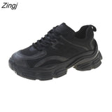 Women Platform Sneakers Leather Casual Ladies Chunky Shoes 2023 White Woman High Black Fashion Brand Thick soled Wedge