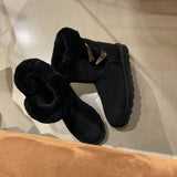 Boots Women 2025 New Winter Hairy Horn Buckle Short Boots Winter Cotton Shoes Anti-Slip Plus Velvet