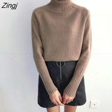 Cashmere Knitted Sweater Women 2022 Autumn Winter Korean Turtleneck Long Sleeve Pullover Female Jumper Green
