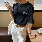 Zingj Schoolgirl Short-Sleeved Jacket Summer 2024 New Korean Edition Loose Versatile Letter Half-Sleeve