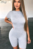 Women Ladies Deep V-neck Short Sleeve Bodysuit Playsuit Jumpsuit Stretch Front Zip Up Bodycon Sport Leotard Tops