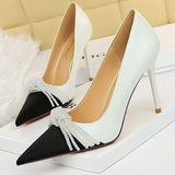 Shoes Pearl Bowknot Women Pumps Luxurious High Heels Fashion Party Shoes Women Heels Stiletto Ladies Shoes Plus Size
