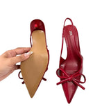 New Back Empty Single Shoes Women's Fine Heel High-Heeled Shoes Tip-In-Word Sandals Spring And Autumn Name
