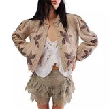 Autumn / Winter 2024 Maple Leaf Pattern Embroidered Quilted Quilted Casual Cotton Jacket Coat-Outfit