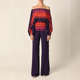 New Women's Loose Bat Sleeve Top Women's Broad Leg Trousers Fashion Suit Women Two