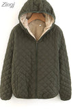 Women Autumn Winter Parkas Coat Jackets Female Lamb Hooded Plaid Long Sleeve Warm Winter Jacket S~3XL casaco