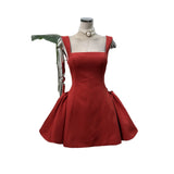 Simple And Intellectual Style Fashionable Pure Color Collar French Dress Pony Waist Small Short