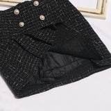 A-Word Bleed Dress Woman 2022 Winter New Korean Version Of The Splicing Double Buckle Pressure Folding Anti-Light Skirt