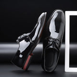Zingj Men's Plus Size Bright Single Shoes Fashion Trend Business Leather Shoes Color Lace Men's