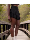 Short Skirt Women's High-Rise Skirt Pony Folding Skirt With Inner Skirt Lace