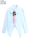 Womens Blouses Elegant Long Sleeve Blue Shirt Ladies Solid Color Femme French Single Breasted Blouses Feminina Streetwear