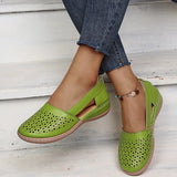 Summer Large-Size Casual Sandals Women's Slope Hollow Pure Color Single Shoes Low-Heeled Sandals