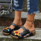 National Wind-Thick Flowers Handmade Slippers Women Retro Bag Head Beach Cold