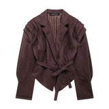 New Belt Velvet Folded Jacket