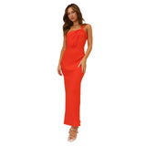 Zingj Years Of New New Temperament Elegant One Shoulder Pure Color Southeast Asian Style Breast A Word Skirt