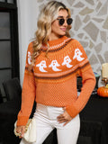 And Winter New Sweater Women's Halloween Ghost Retro Wave Point Long-Sleeved Knitted Shirt