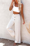Women's Spring And Summer New Women's Pants Solid Cotton Tampons Tight Loose Leisure Wide Legs Women's