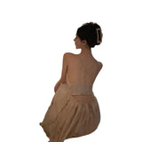Zingj Light Luxury Sling Advanced Sense Three-Dimensional Flower Hanging Neck With Texture Sense Fold Show Thin Holiday