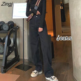 Jeans Women Ins Retro Full Length Vintage Chic Daily Harajuku Girl Denim Trousers High Waist Loose Stylish Femme