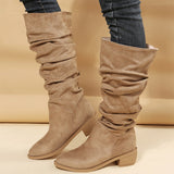 Winter New Folded Long Boots Women's Large Size High-Clinity Martin Boots Coarse And Piles Of