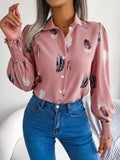 Wind Shooting 2025 Spring And Summer Temperament Feather Lantern Sleeve Collar Shirt Women's