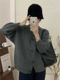 2025 New Lazy Korean Sweater Cardigan Women's Soft Sheeps Pits Button Sweater Dark