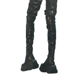 2025 Autumn And Winter New Knee-Length Boots Thick Background Height Increased Thin Knight Boots Elastic Skinny Boots High-Sleeve Boots