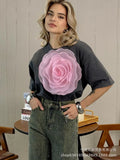 Hot Sale Ins Wind Loose T-Shirt Women's Three-Dimensional Mesh Yarn Tea Pure Cotton Short-Sleeved
