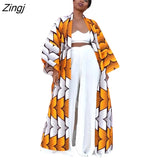 Trench Full Sleeve Print Coats Casual Fashion Overcoat Women Windbreaker Outer Long Bandage