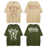 Vintage Butterfly Print Oversized T-shirt-Outfit