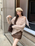 Xixi 2025 Autumn White Standard Temperament With Hollow Long Sleeves Pure Color Knitwear Sweater Sweater Women