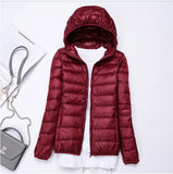 Autumn Winter New Super Light Female Light Hooded Down Jacket Light Female Slim To Add Large Size Light Coat Tide-Outfit