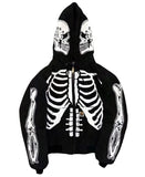 Zingj Women Skeleton Print Hoodies Long Sleeve O Neck Loose Pullovers Female Tops Retro Zip Hoodie Sweatshirt harajuk 211-0-Outfit