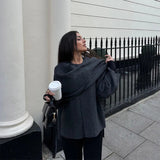 Women's Explosive Scarf Neckline Short Wool Long-Sleeved Casual Jacket