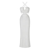 Sexy Hollowed-In-Only Beach Suit Ladies Long Dress 2025 New Solid