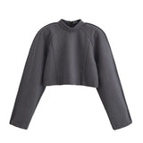 New Half-High Collar Fluffy Short Coat 1223451 High-Waisted Trousers
