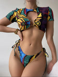 2022 Printed Split Hollow Bikini
