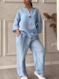 New Women's Fashion Pure Color Cotton Slack Suit