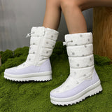 Autumn And Winter New Flat Bottom With Snow Boots Women Fashion Large-Size Round Head Side Zipper Long Barrel Women's