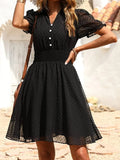 Dress Woman Summer Polka Dot Print Mini Dress Liade Elegant Casual Short Sleeve V Neck Sundress Feale Short Lace