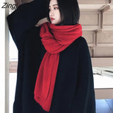 Women Scarves Solid Winter Soft Korean Style Outdoor Trendy Warm All-match New-arrival Hot Selling Female Couple Thickening