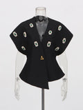 Sexy Deep V Vest Blouse 2025 Autumn New Temperament Slimming Nail Drill Senior Sense Coat