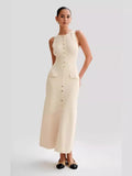 Temperament Sleeveless Round Collar Knitted Dress In 2025